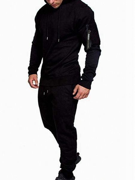 

men zipper detail drawstring hoodie & sweatpants d9rc#, Gray