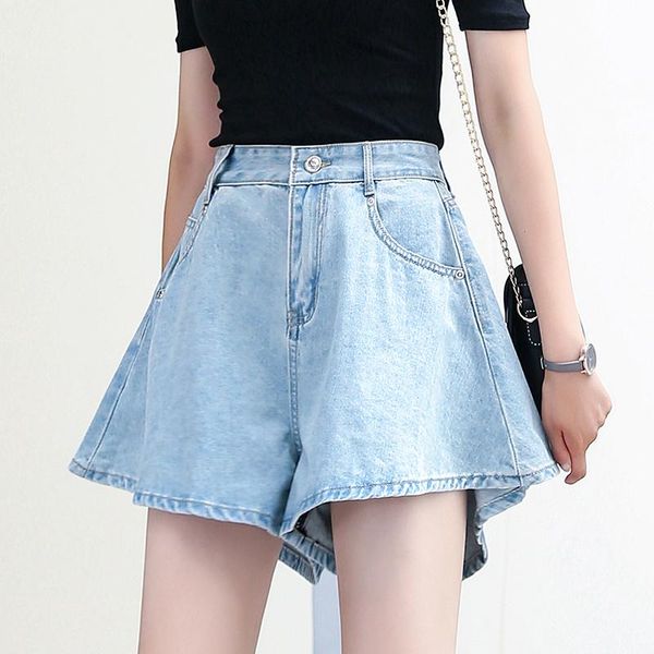 

girls jeans large hem loose design summer fashion for women women's, Blue