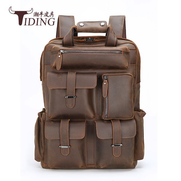 

leather men's backpack multifunctional outdoor selling bag
