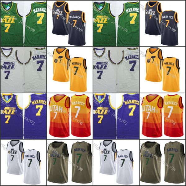 

utah jazz men #7 pete maravich men retro jersey, Black