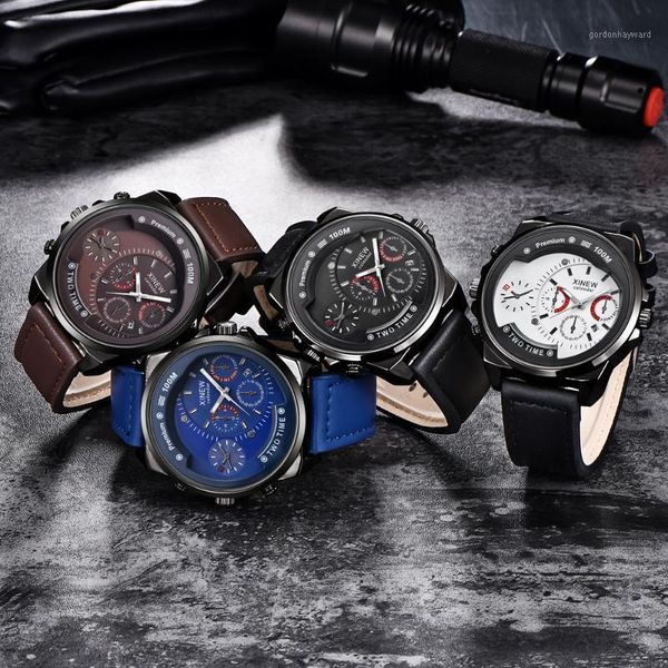 

men's watch belt quartz sports gift men luxury designer fashion & casual wristwatches, Slivery;brown