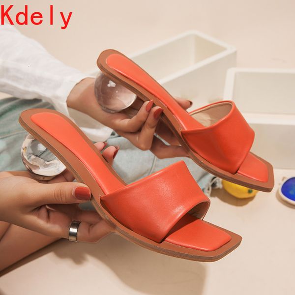 

sandals size 35-43 clear crystal round ball heels slippers women summer beach peep toe slides shoes woman flip flops utcx, Black