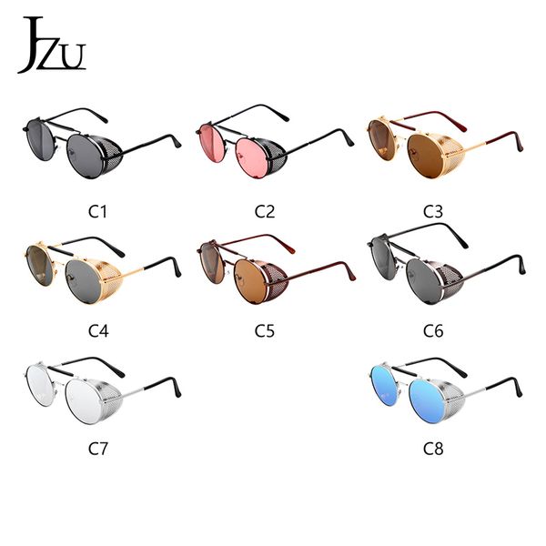 

retro round metal men's and women's sunglasses punk steam uv protection glasses personality design multicolor lens sunglasses, White;black