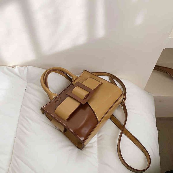 

hbp fashion women contrast color square tote 2021 high-quality pu leather women's designer handbag vintage shoulder messenger bag