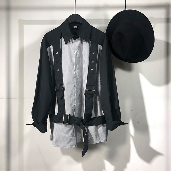 

men's polos owen seak men casual shirt gothic clothing hip hop tees autumn oversized high streetwear long sleeves black v3kc, White;black
