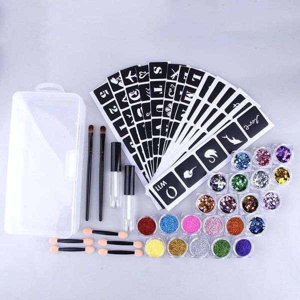 

nail art kits 98pcs tattoo kit waterproof semi-permanent for body face makeup stickers stencil decals set