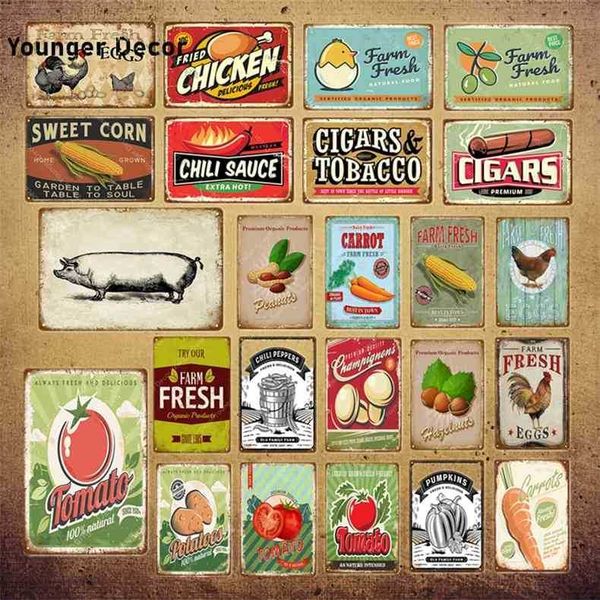 

farm fresh eggs metal poster sweet corn tobacco tomato potato wall decor chicken art painting plaque vintage tin signs yi-0431