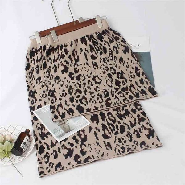 

gigogou high waist women knitted skirts autumn winter fashion leopard long skirt casual warm female pencil skirt 210325, Black