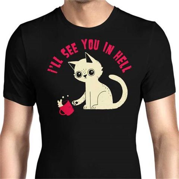 

fashion cartoon cat print pattern round neck men's and women's short-sleeved t-shirts are comfortable and loose, White;black