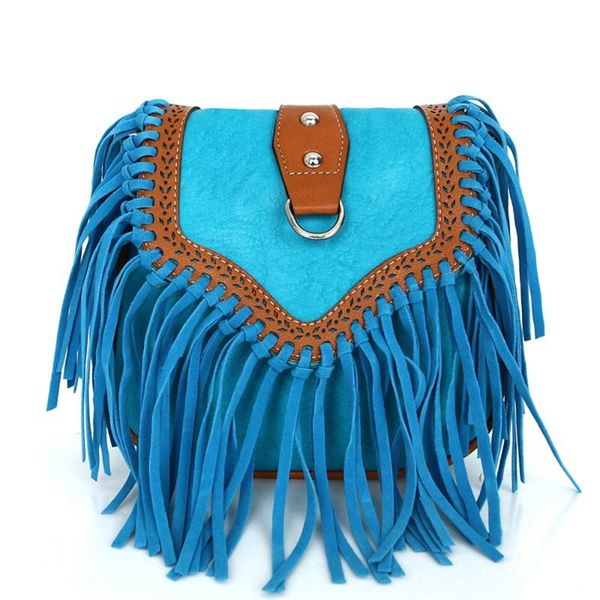 

evening bags women versatile causal pu superb stitching crossbody frosted fringe diagonal tassel adjustable shoulder strap bag