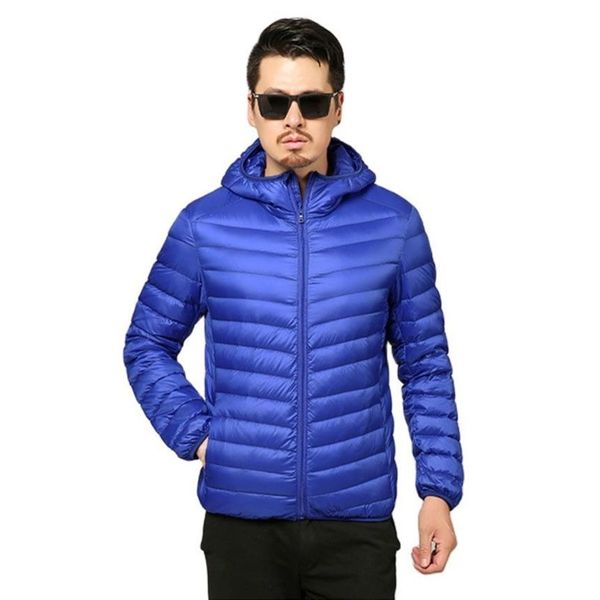 

men's duck feather hooded , thin and down et in winter 2021, Black