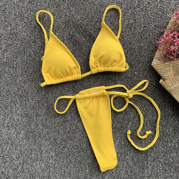 

rib bralette mini swimsuit thong bikini women swimwear two-pieces bikini set bather bathing suit swimby air