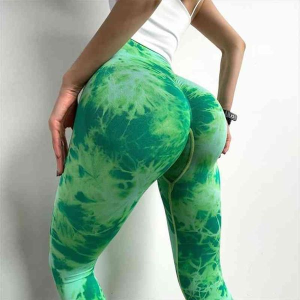 

tie dye push up leggings buttocks high waist fitness leggings stretchy gym stretch skinny pants breathable sweat, Black