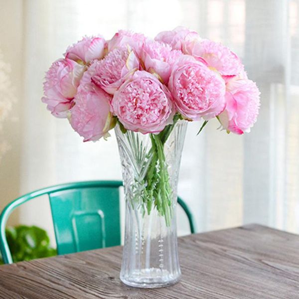 

heads artificial peony flowers home decorative fake for wedding valentine's day supplies garden decoration plant & wreaths