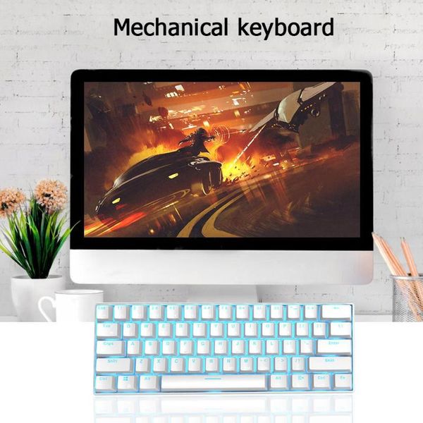

wireless bluetooth mechanical gaming keyboard 61 keys rgb single backlight green shaft gamming