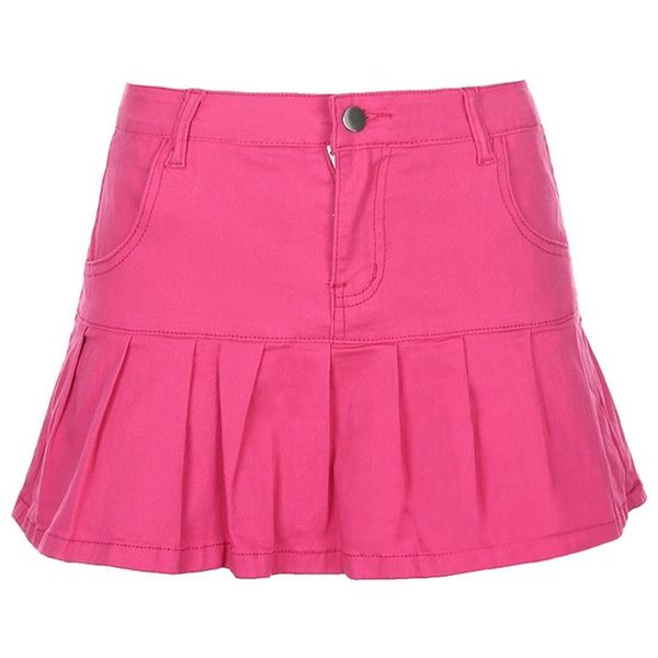 

women harajuku high waist pleated ruffle swing slim mini denim skater skirt skirts, Black