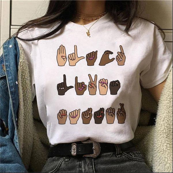 

womens t shirts fashion black finger printed shirt women harajuku letter print 90s ulzzang lady streetwear plus size tee, White