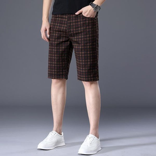 

men's shorts summer fashion korea style men plaid printing loose casual cotton male plus size beach w246, White;black