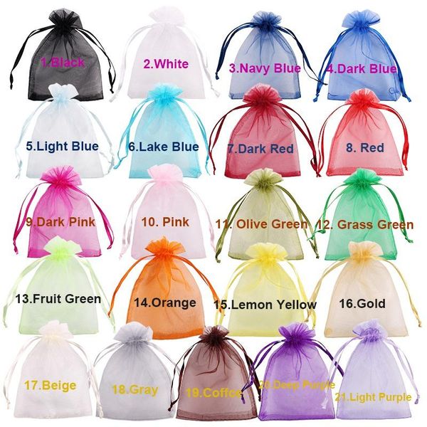

gift wrap 50pcs/lot organza bags jewelry bag wedding party decoration drawable pouches packaging 7x9 9x12 10x15 13x18cm