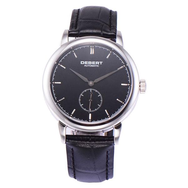 

wristwatches debert mens watch automatic 40mm sapphire crystal 316 ss leather straps black dial erkek kol saati mechanical, Slivery;brown