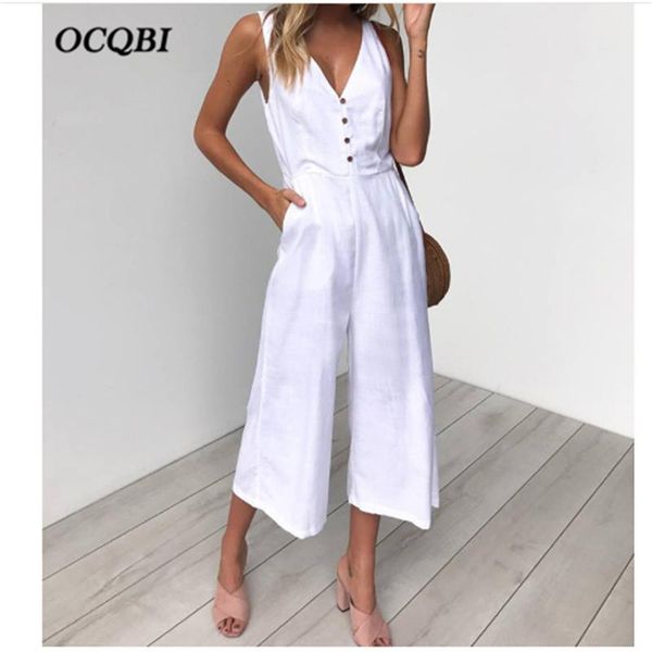 

women's jumpsuits & rompers black off shoulder fashion plus size 2021 long pockets button solid women summer, Black;white