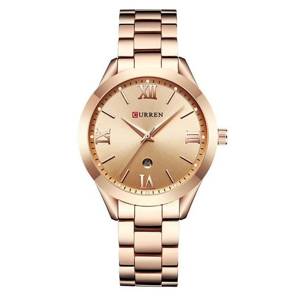 

wristwatches curren fashion luxury casual ladies watch calendar analog quartz female clock alloy wristwatch zegarek damski, Slivery;brown