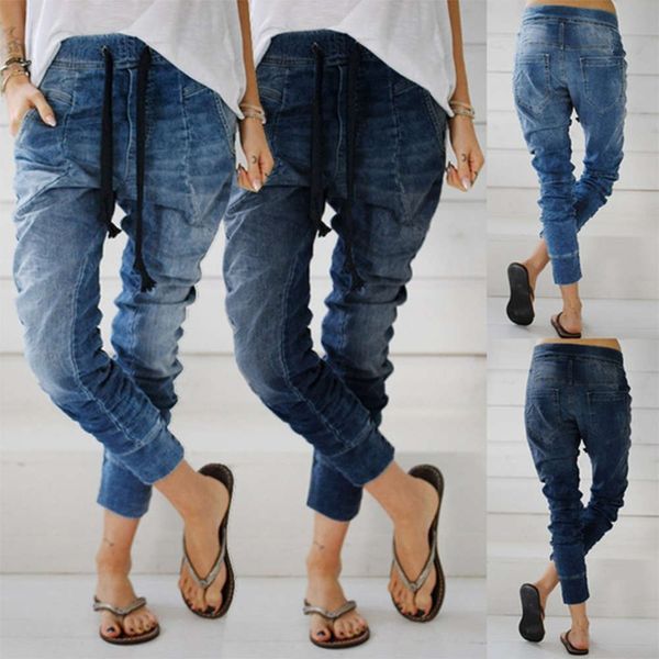 

denim pants lace up, Blue