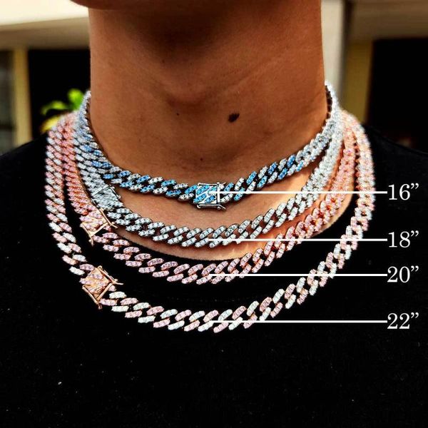 

chains 9mm unique iced out cuban link chain necklace bracelet for men hip hop jewelry charms crystal women chokers trendy 2021, Silver
