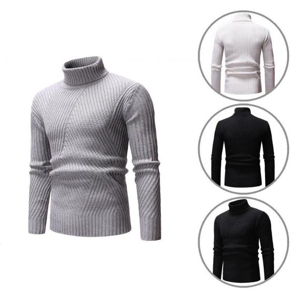 

men's sweaters comfy fashion slim solid color sweater jumper simple elastic for autumn winter, White;black