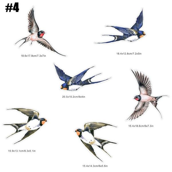 

wall stickers 6pcs/set hummingbird sticker glass decal electrostatic film anticollision non adhesive window cling bird strikes