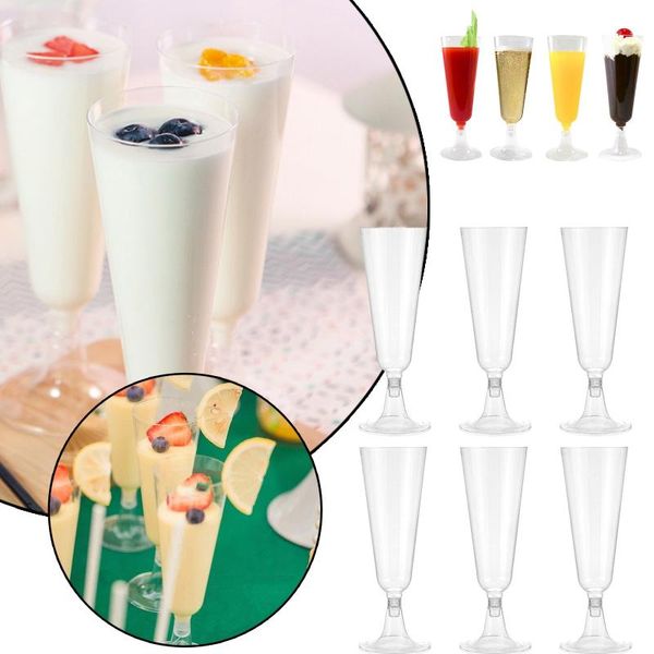 

disposable dinnerware 6pc wedding champagne flute plastic cup glass drinking utensils for party #t2p