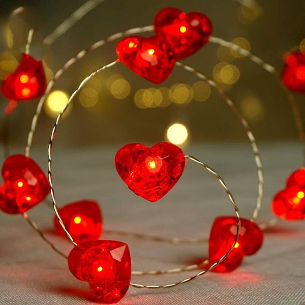 

strips 40led 3m heart/love shaped fairy string lights copper wire valentine day garland decorations for wedding party garden