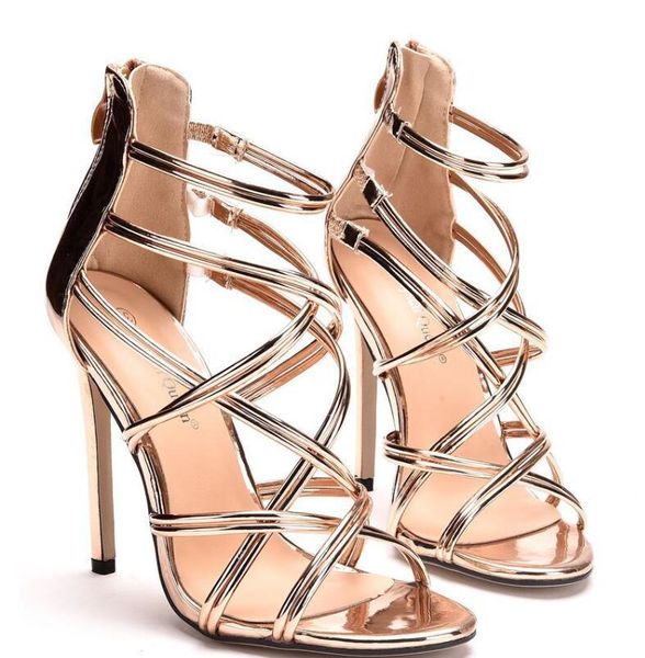 

roman high-heeled sandals foreign trade hollow fashion large size fish mouth, Black