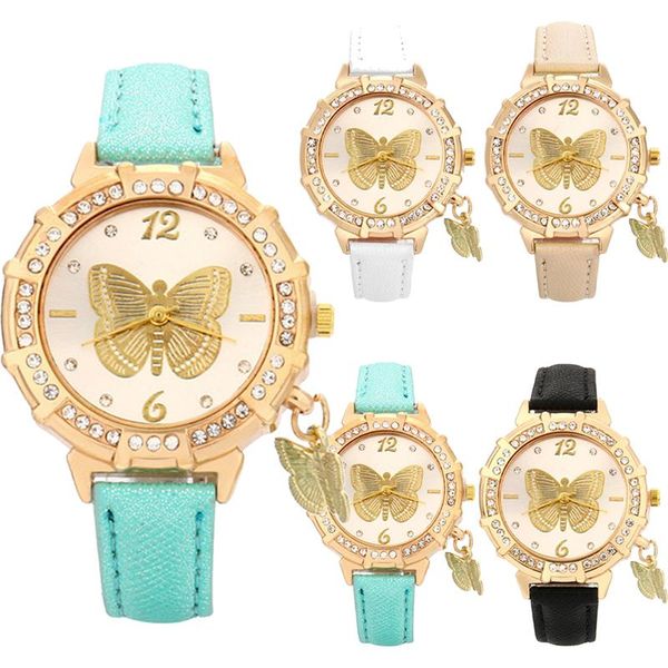 

wristwatches ladies quartz watch belt butterfly tower rhinestone pendant pattern bracelet, Slivery;brown