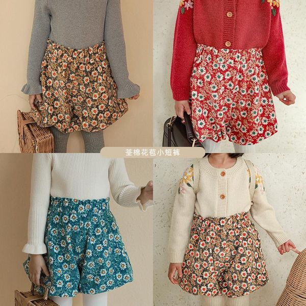 

shorts girl autumn children flower casual bud pants, Black