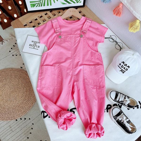 

clothing sets trendy short-sleeved suspender suit, White