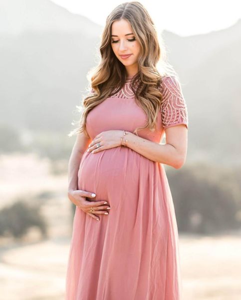 

maternity dresses lace dress for po shoot long maxi gown evening pregnancy pography props pregnant women baby shower clothes, White
