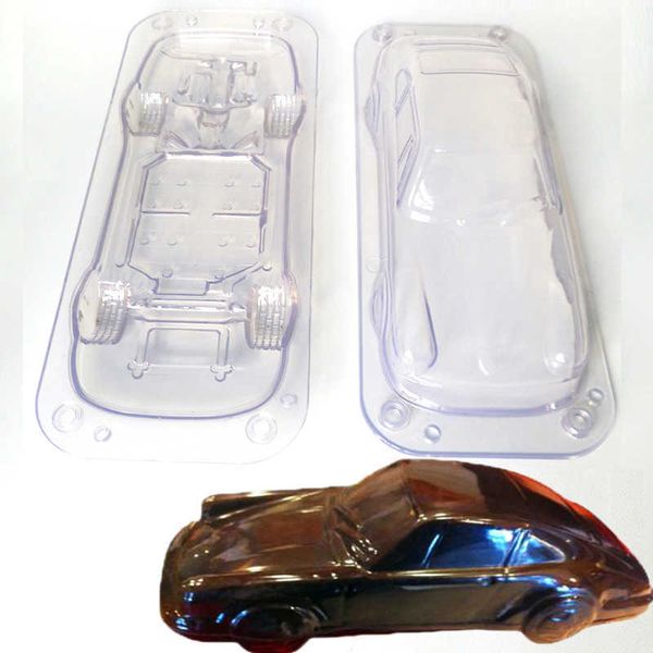 Carro 3D em forma de molde de chocolate DIY DIY bolo de doces de doces de chocolate de chocolate de chocolate fazendo ferramenta moldes de decoração moldes de cozimento 210702