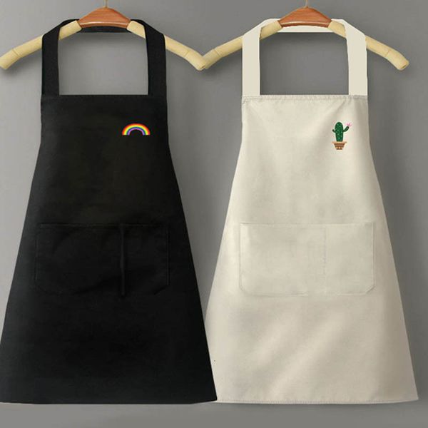 

lovely korean rainbow cactus cartoon oil proof antifouling apron for men's and women's kitchens