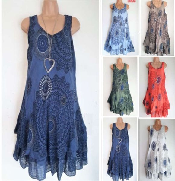 

autumn print double layer dress long skirt sleeveless s-5xl, Black;gray