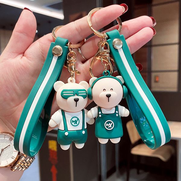 

Womens Gift Soft Rubber Cartoon Coffee Bear Keychain Handbag Car Wallet Decoration Key Chain