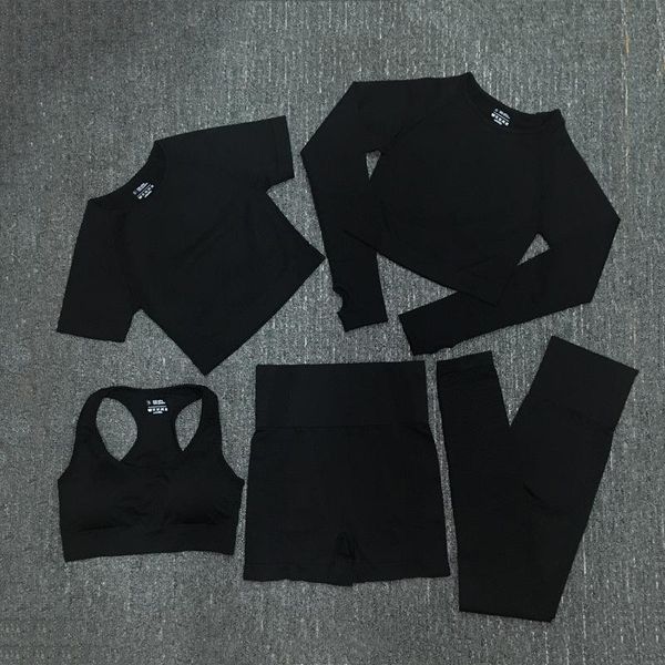 

yoga outfit soisou 5 stks/set set sports clothing women training suit needless dots suits packages 8