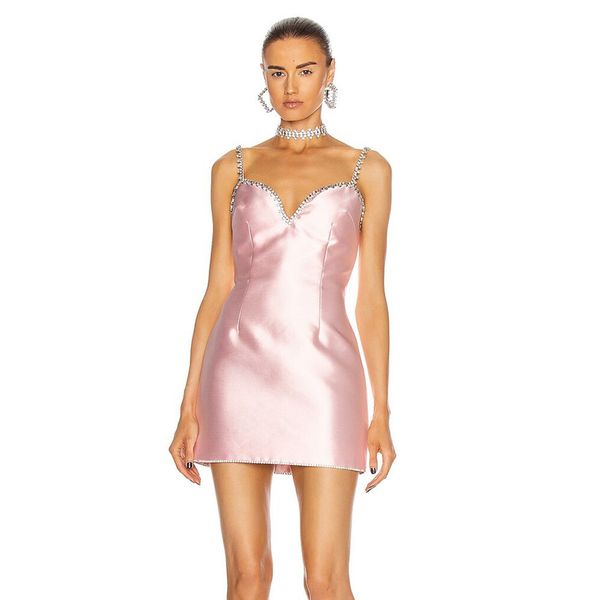 

dresses women spring sleeveless backless pink diamonds sparkly lady 2021 designer fashion evening party vestido, Black;gray