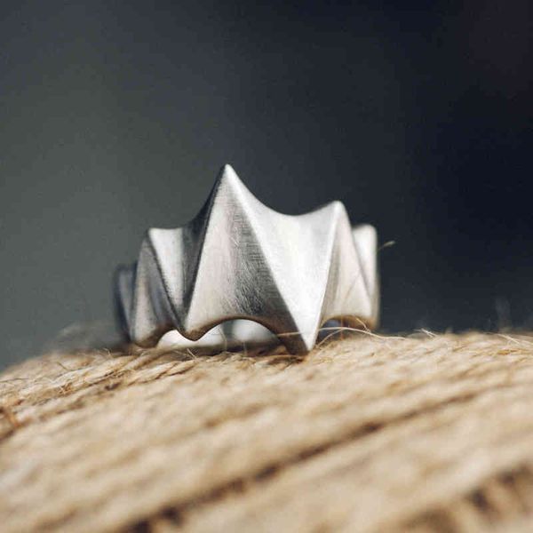 

curved tail flower 925 silver ring concave convex frosted ecg female minority fashion personality versatile male