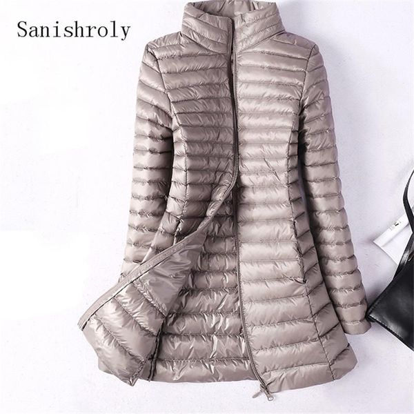 

women's down & parkas sanishroly plus size 4xl autumn winter womens jackets slim ultra light duck coat ladies long puffer jacket 1189, Black
