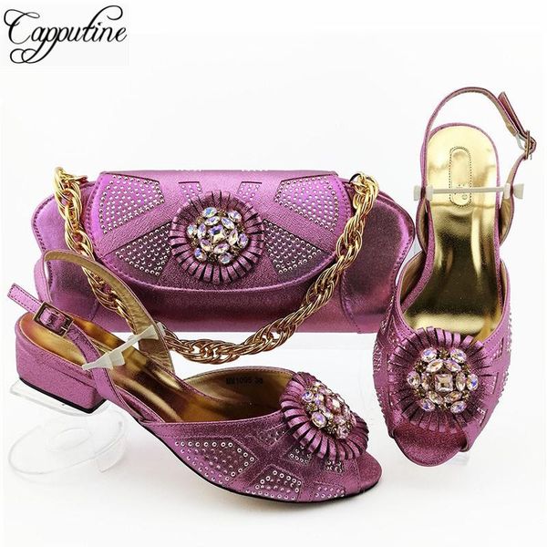 

dress shoes high class onions with rhinestones pattern african medium heel sandal and handbag sets mm1095 height 3.6cm, Black