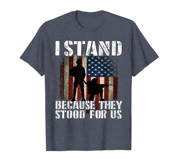 

i stand because they stood for us patriotic anthem t-shirt, White;black