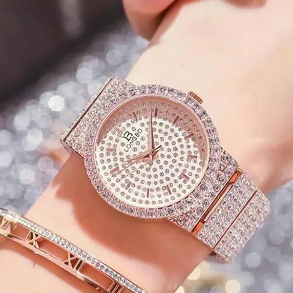 

wristwatches longbo starry sky luxury diamond ladies quartz watch fashion temperament crystal women bayan kol saati, Slivery;brown