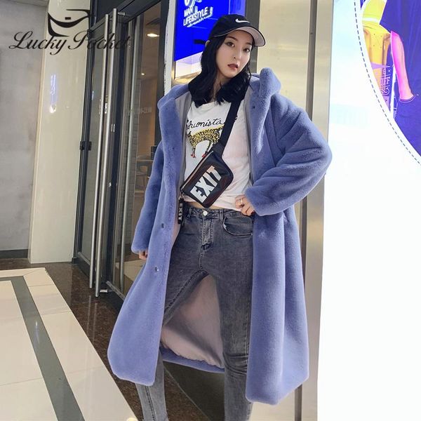 

women's fur & faux winter women coat luxury long hooded parkas overcoat warm plus size jacket female plush coats zy14, Black