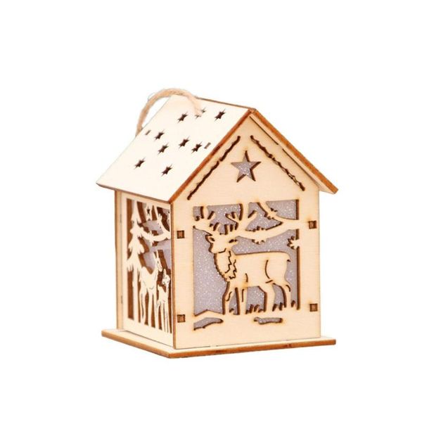 

christmas decorations led wooden house - string lights with ornaments cabin glow